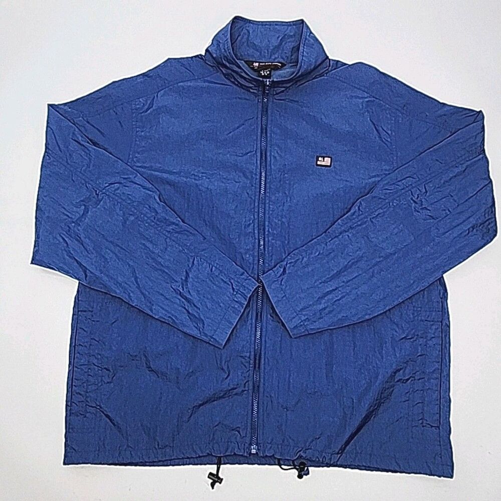 Ralph Lauren Polo Jeans Co Windbreaker Jacket Men Sz XL Blue Zip Reflective VTG